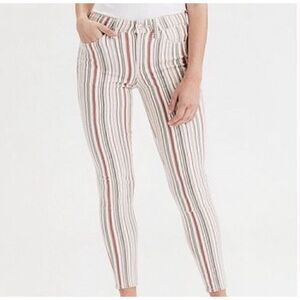 American Eagle Striped Mauve Hi Rise Jegging Jeans | 0